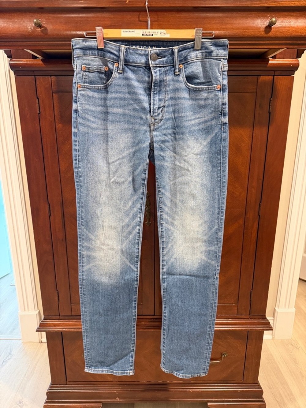 American Eagle Outfitters Men’s Slim Straight Jeans - Light Blue Faded